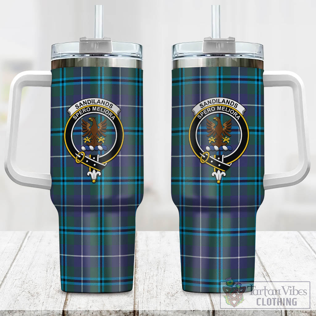 Tartan Vibes Clothing Sandilands Tartan and Family Crest Tumbler with Handle