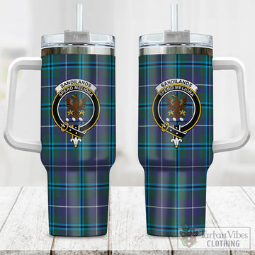 Sandilands Tartan and Family Crest Tumbler with Handle