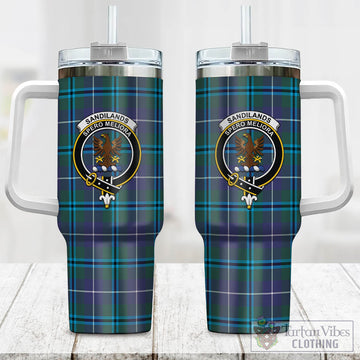 Tartan Vibes Clothing Sandilands Tartan and Family Crest Tumbler with Handle