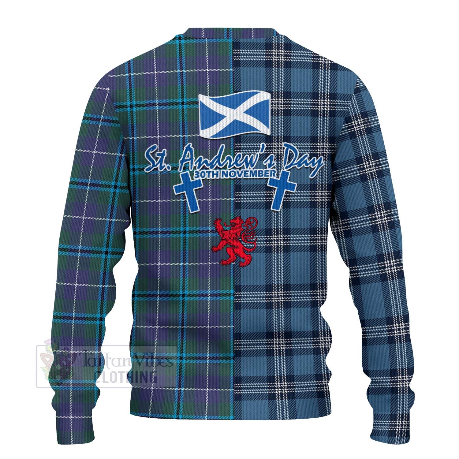 Tartan Vibes Clothing Sandilands Tartan Knitted Sweater Happy St. Andrew's Day Half Tartan Style