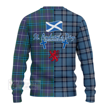 Tartan Vibes Clothing Sandilands Tartan Knitted Sweater Happy St. Andrew's Day Half Tartan Style