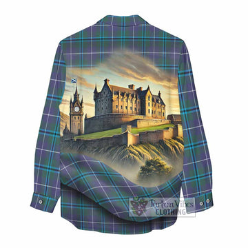 Tartan Vibes Clothing Sandilands Tartan Family Crest Women's Casual Shirt with Scottish Ancient Castle Style