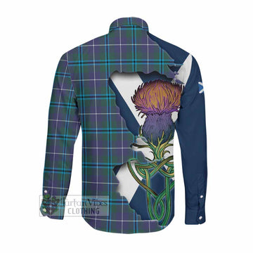 Tartan Vibes Clothing Sandilands Tartan Family Crest Long Sleeve Button Shirt Scottish Thistle Celtic Inspired