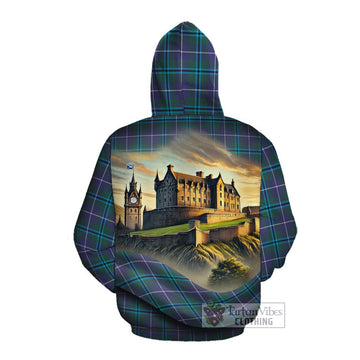 Sandilands Tartan Family Crest Cotton Hoodie with Scottish Ancient Castle Style