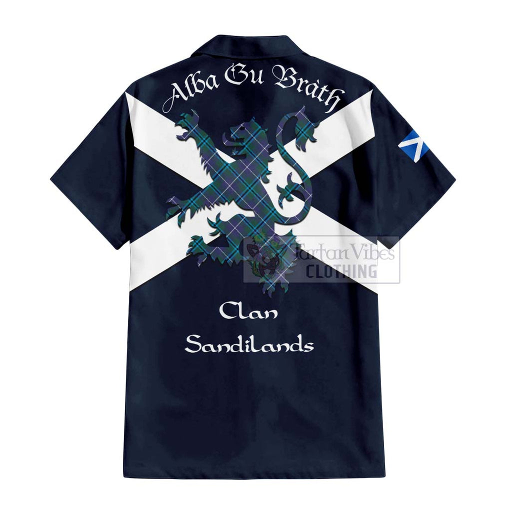 Tartan Vibes Clothing Sandilands Tartan Lion Rampant Short Sleeve Button Shirt – Proudly Display Your Heritage with Alba Gu Brath and Clan Name