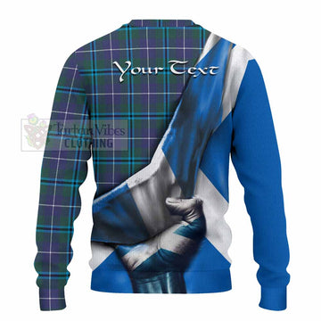 Tartan Vibes Clothing Sandilands Tartan Knitted Sweater with Family Crest Scotland Patriotic Style