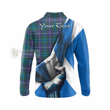 Sandilands Tartan Long Sleeve Polo Shirt with Family Crest Scotland Patriotic Style