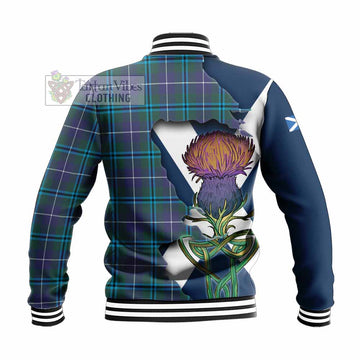 Sandilands Tartan Family Crest Baseball Jacket Scottish Thistle Celtic Inspired