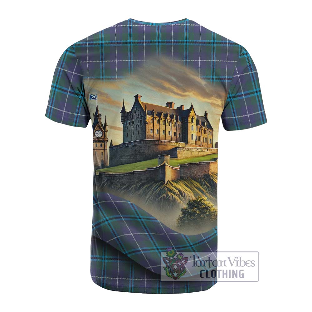 Tartan Vibes Clothing Sandilands Tartan Family Crest Cotton T-shirt with Scottish Ancient Castle Style