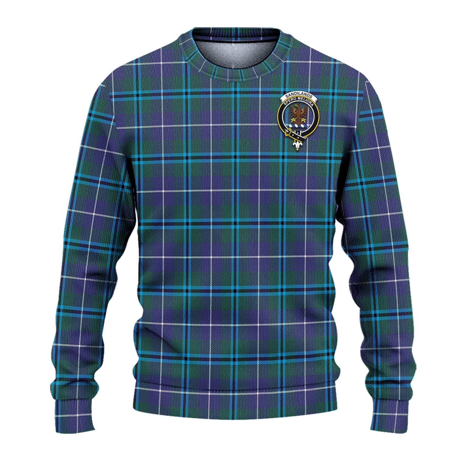 Sandilands Tartan Knitted Sweater with Family Crest - Tartanvibesclothing