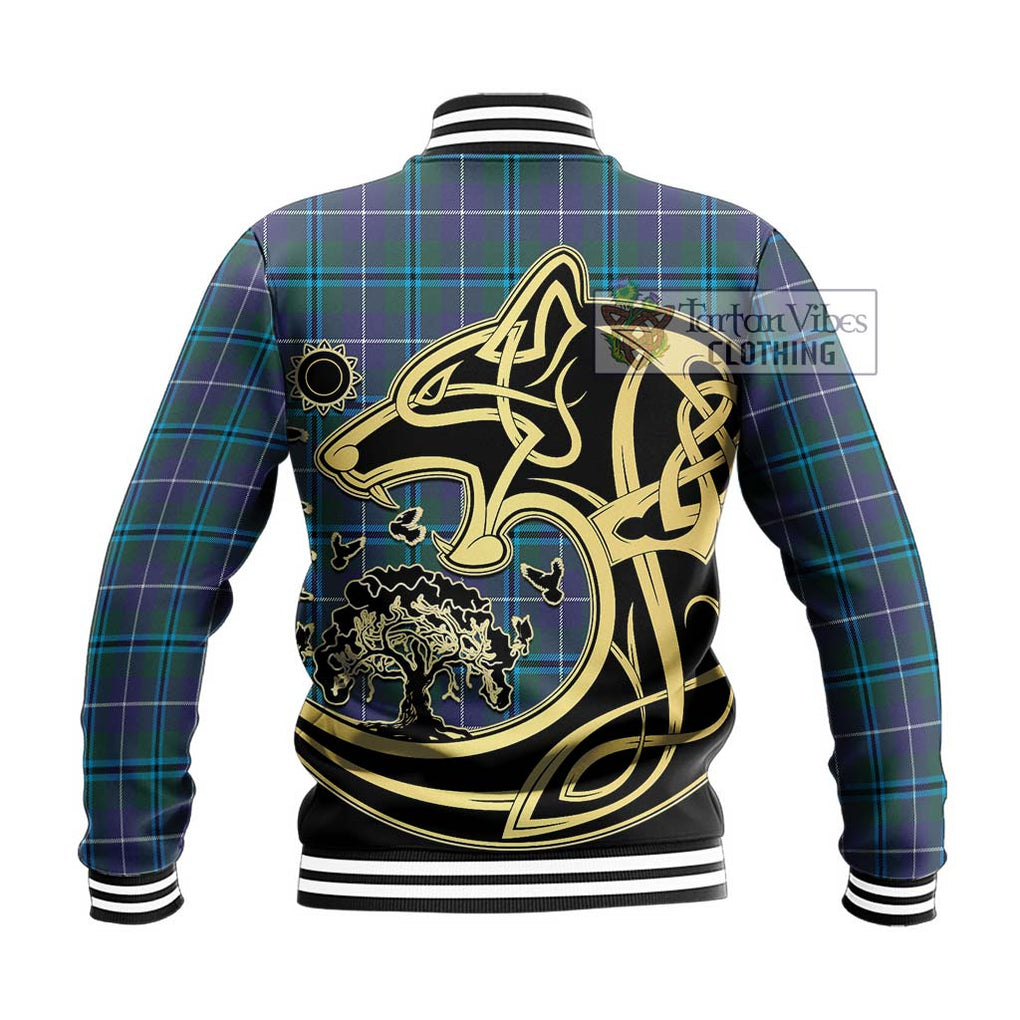 Sandilands Tartan Baseball Jacket with Family Crest Celtic Wolf Style - Tartan Vibes Clothing