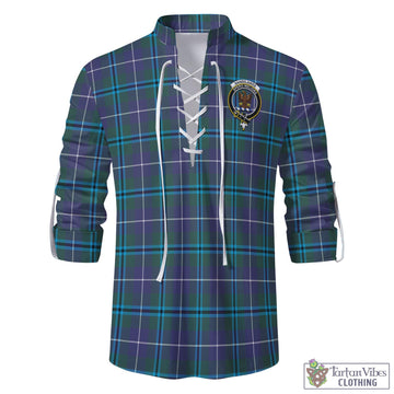 Tartan Vibes Clothing Sandilands Tartan Men's Scottish Traditional Jacobite Ghillie Kilt Shirt with Family Crest