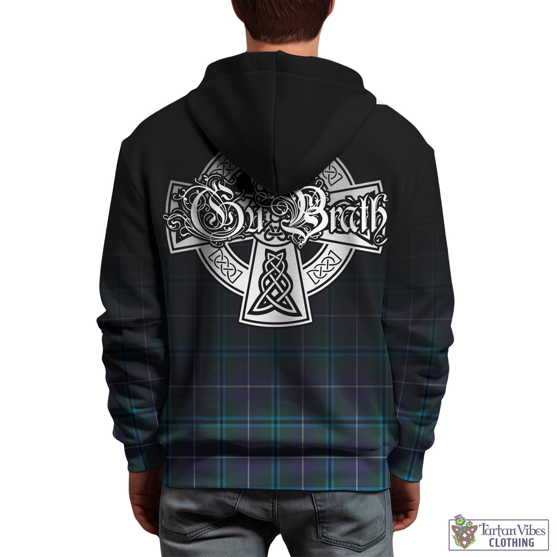 Tartan Vibes Clothing Sandilands Tartan Hoodie Featuring Alba Gu Brath Family Crest Celtic Inspired