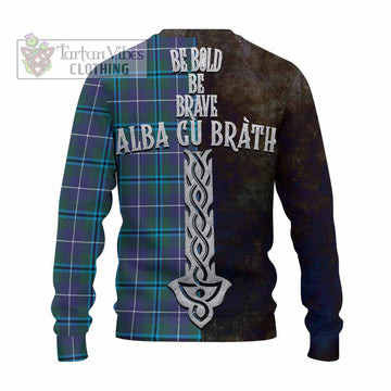 Sandilands Tartan Family Crest Knitted Sweater Alba Gu Brath Be Brave Lion Ancient Style