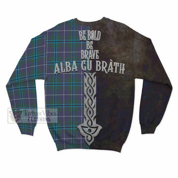Sandilands Tartan Family Crest Sweatshirt Alba Gu Brath Be Brave Lion Ancient Style