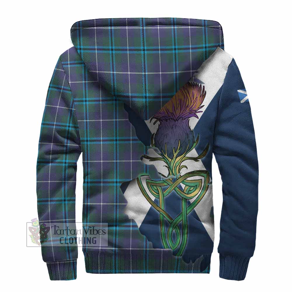 Tartan Vibes Clothing Sandilands Tartan Family Crest Sherpa Hoodie Scottish Thistle Celtic Inspired