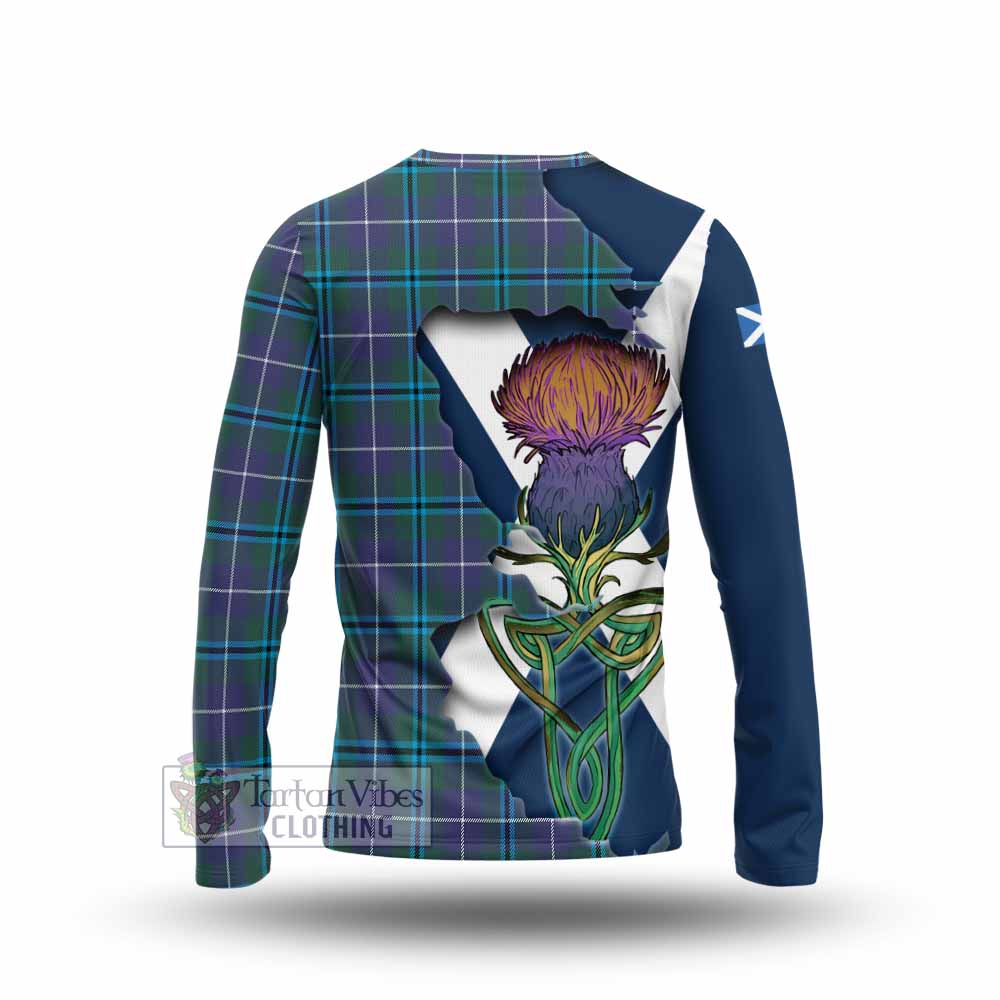 Tartan Vibes Clothing Sandilands Tartan Family Crest Long Sleeve T-Shirt Scottish Thistle Celtic Inspired