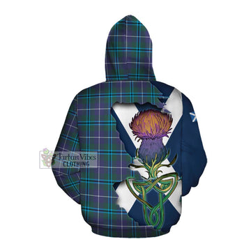 Sandilands Tartan Family Crest Cotton Hoodie Scottish Thistle Celtic Inspired