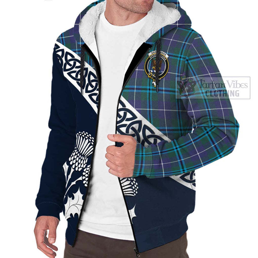 Tartan Vibes Clothing Sandilands Tartan Sherpa Hoodie Featuring Thistle and Scotland Map