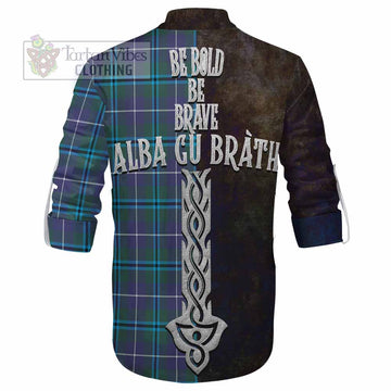 Sandilands Tartan Family Crest Ghillie Kilt Shirt Alba Gu Brath Be Brave Lion Ancient Style