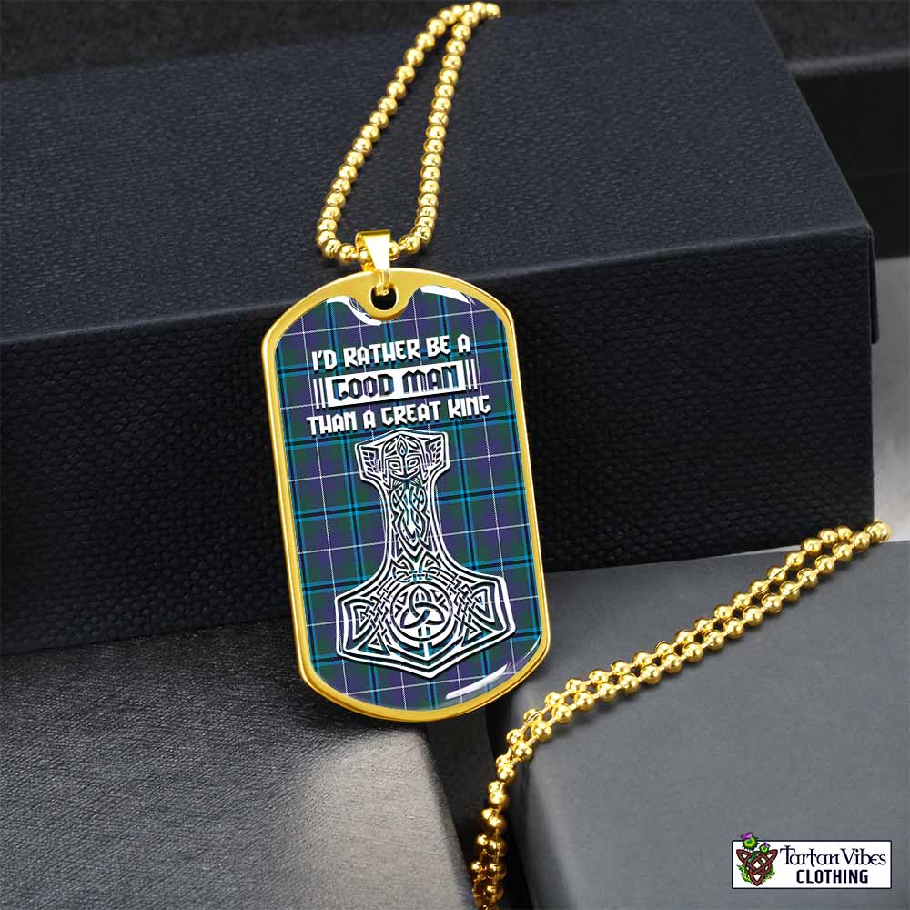 Tartan Vibes Clothing Sandilands Tartan Dog Tag Necklace Viking Mjolnir Style