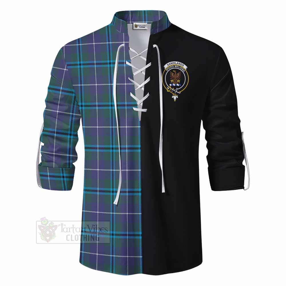 Tartan Vibes Clothing Sandilands Tartan Ghillie Kilt Shirt with Family Crest and Half Of Me Style