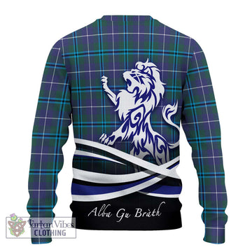 Sandilands Tartan Knitted Sweater with Alba Gu Brath Regal Lion Emblem - Tartanvibesclothing Shop