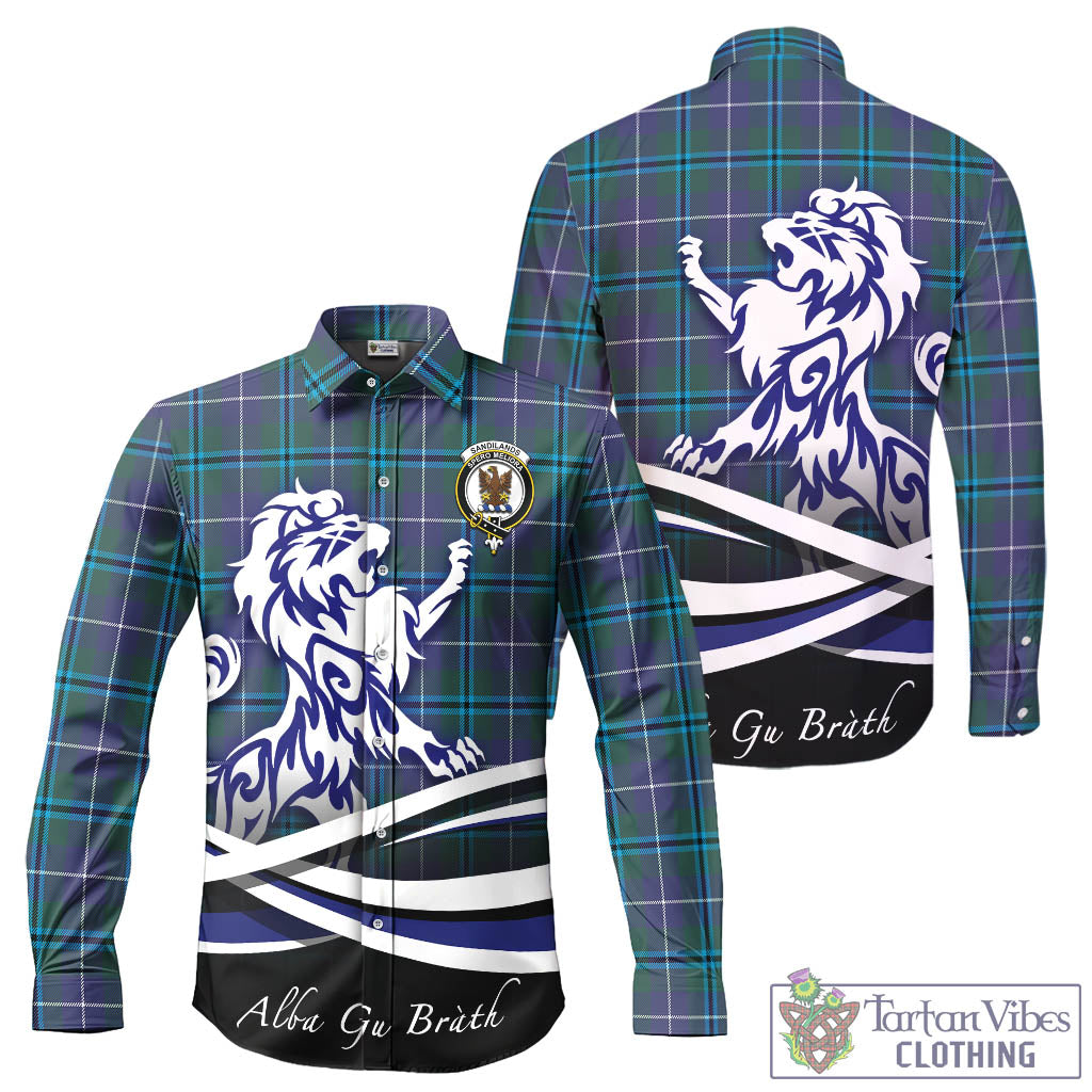 sandilands-tartan-long-sleeve-button-up-shirt-with-alba-gu-brath-regal-lion-emblem