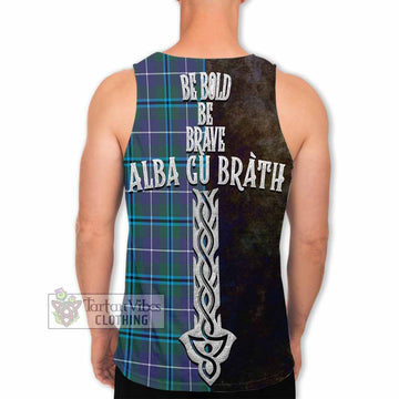 Sandilands Tartan Family Crest Men's Tank Top Alba Gu Brath Be Brave Lion Ancient Style