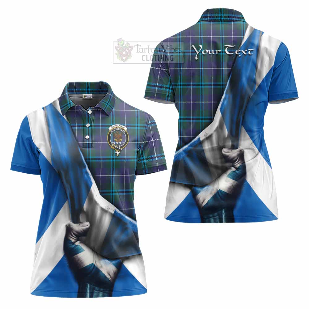 Tartan Vibes Clothing Sandilands Tartan Women's Polo Shirt with Family Crest Scotland Patriotic Style