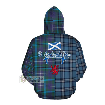 Sandilands Tartan Cotton Hoodie Happy St. Andrew's Day Half Tartan Style