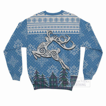 Sandilands Clan Christmas Sweatshirt Celtic Reindeer Style