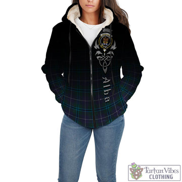 Sandilands Tartan Sherpa Hoodie Featuring Alba Gu Brath Family Crest Celtic Inspired