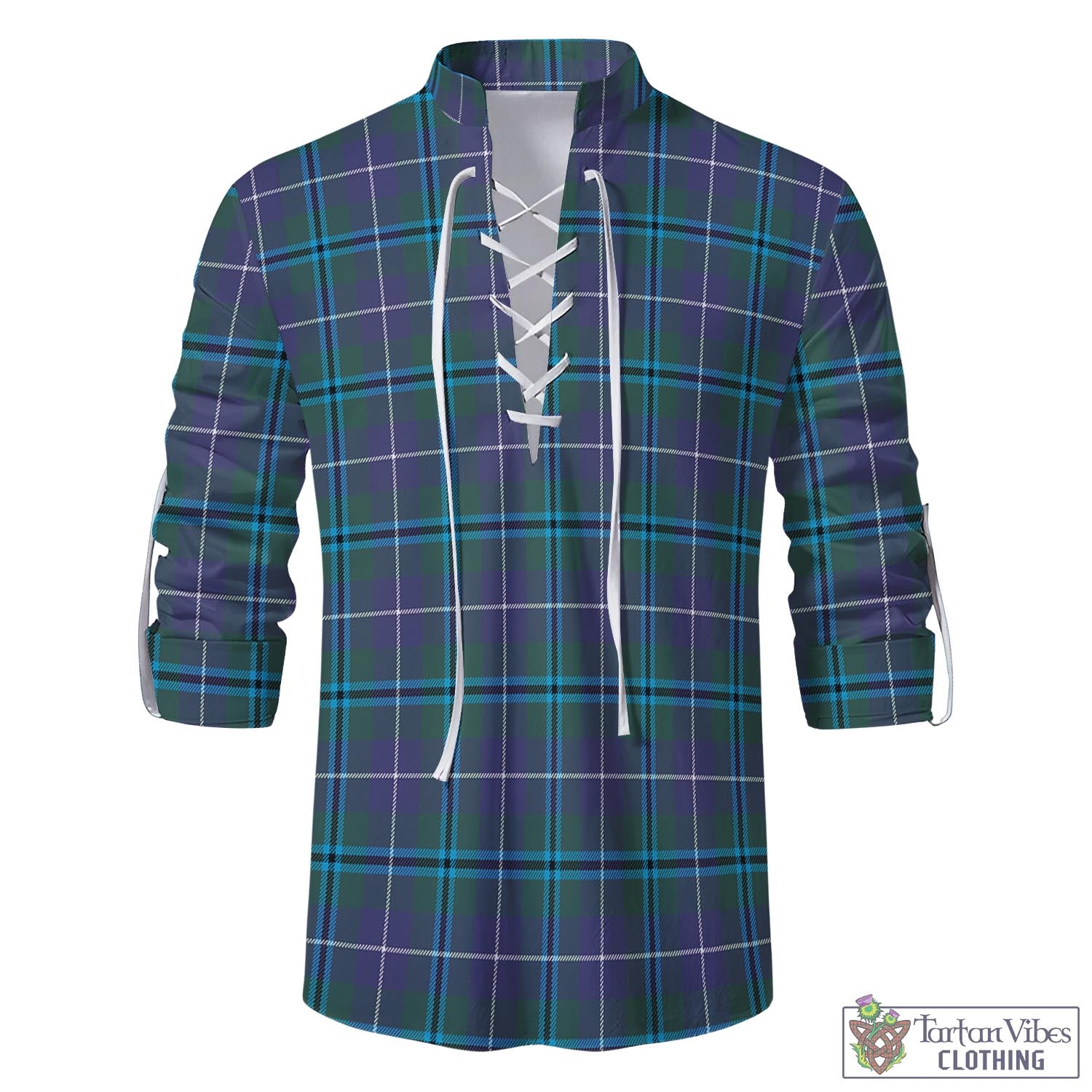 Tartan Vibes Clothing Sandilands Tartan Men's Scottish Traditional Jacobite Ghillie Kilt Shirt