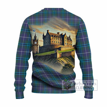 Sandilands Tartan Family Crest Knitted Sweater with Scottish Ancient Castle Style