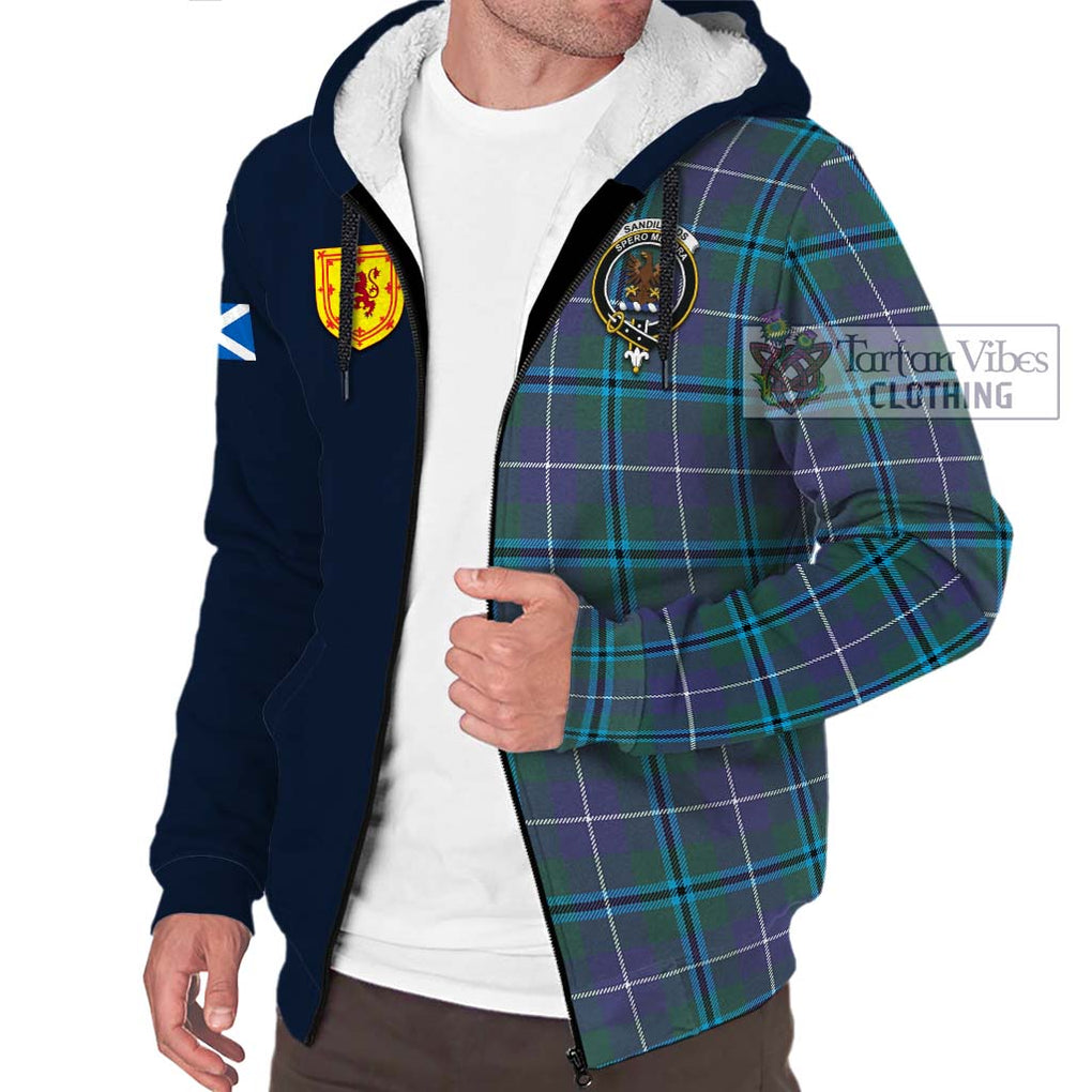 Tartan Vibes Clothing Sandilands Tartan Sherpa Hoodie with Scottish Lion Royal Arm Half Style