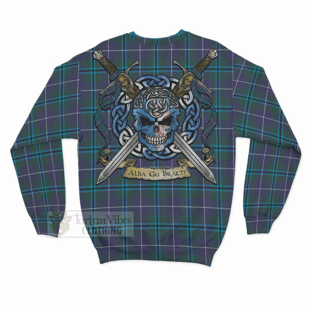 Tartan Vibes Clothing Sandilands Tartan Sweatshirt with Family Crest Celtic Skull Style