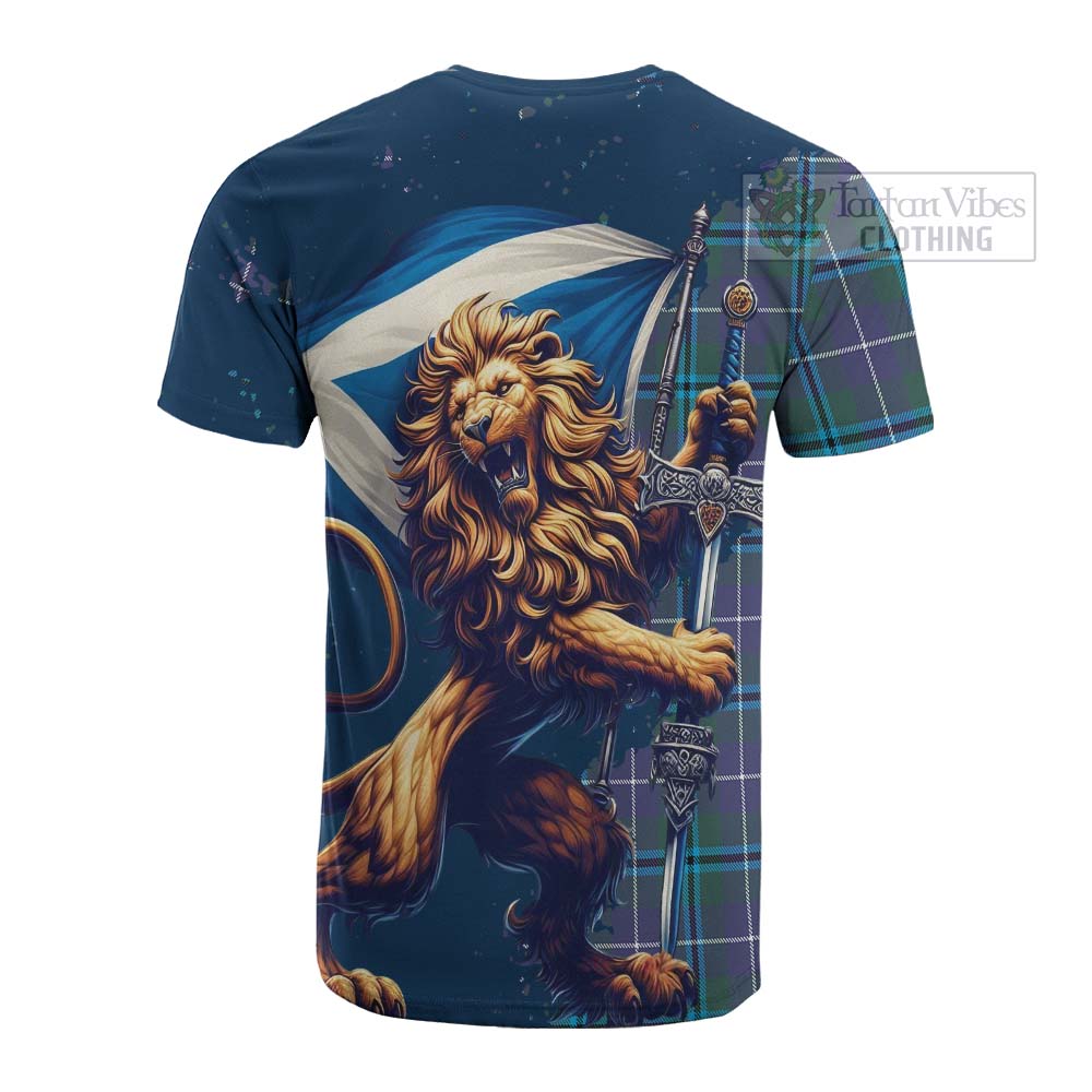 Tartan Vibes Clothing Sandilands Tartan Family Crest Cotton T-shirt with Scottish Majestic Lion