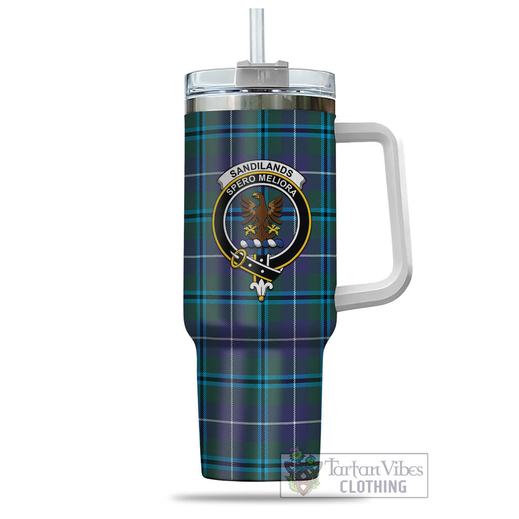 Tartan Vibes Clothing Sandilands Tartan and Family Crest Tumbler with Handle