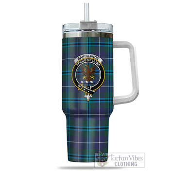 Sandilands Tartan and Family Crest Tumbler with Handle