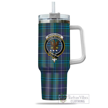 Tartan Vibes Clothing Sandilands Tartan and Family Crest Tumbler with Handle