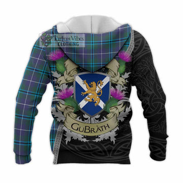 Sandilands Tartan Family Crest Knitted Hoodie Lion Rampant Royal Thistle Shield Celtic Inspired