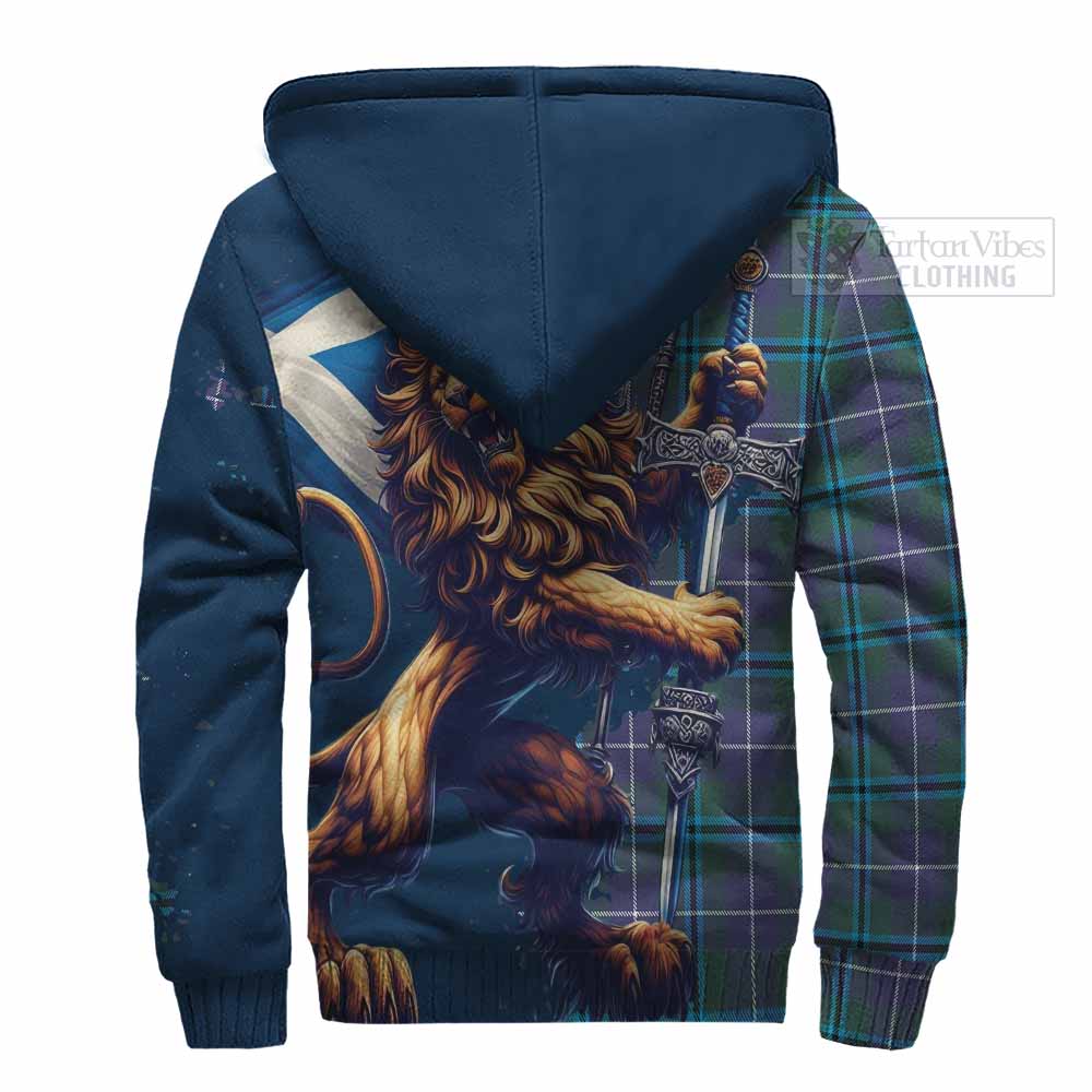Tartan Vibes Clothing Sandilands Tartan Family Crest Sherpa Hoodie with Scottish Majestic Lion