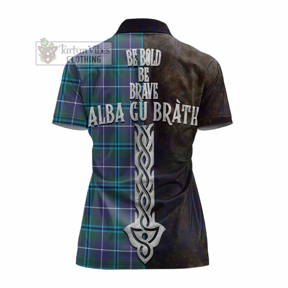 Tartan Vibes Clothing Sandilands Tartan Family Crest Women's Polo Shirt Alba Gu Brath Be Brave Lion Ancient Style