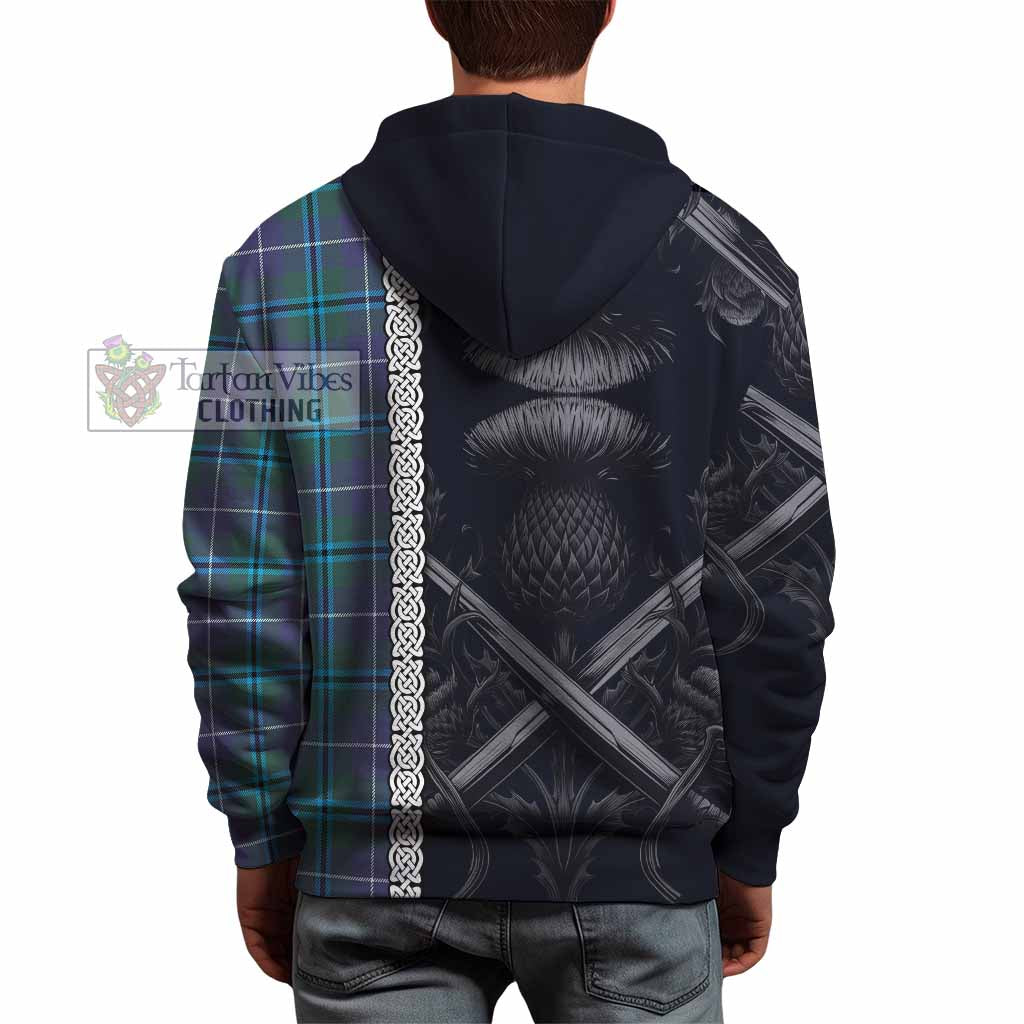 Tartan Vibes Clothing Sandilands Tartan Hoodie with Family Crest Cross Sword Thistle Celtic Vibes