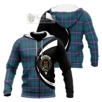 Sandilands Tartan Knitted Hoodie with Family Crest Circle Style
