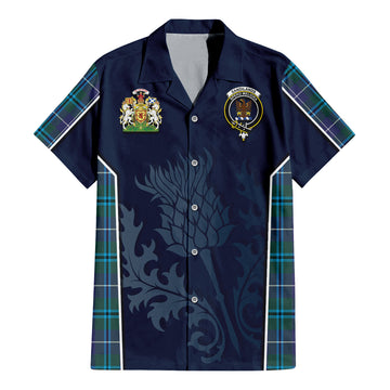 Sandilands Tartan Hawaiian Shirt with Family Crest and Scottish Thistle Vibes Sport Style