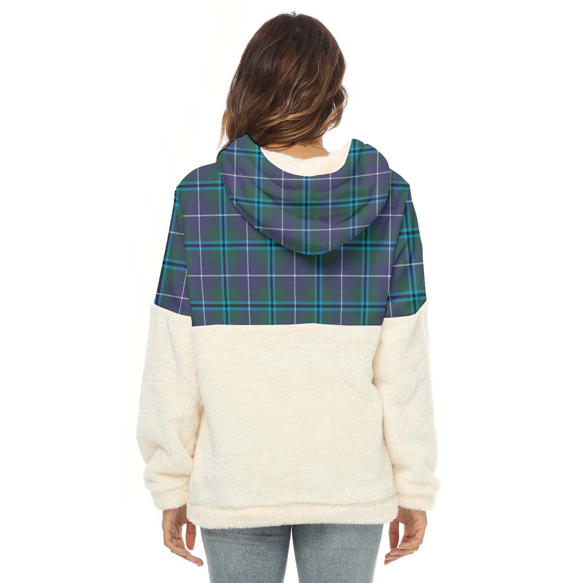 Sandilands Tartan Women's Borg Fleece Hoodie With Half Zip - Tartan Vibes Clothing