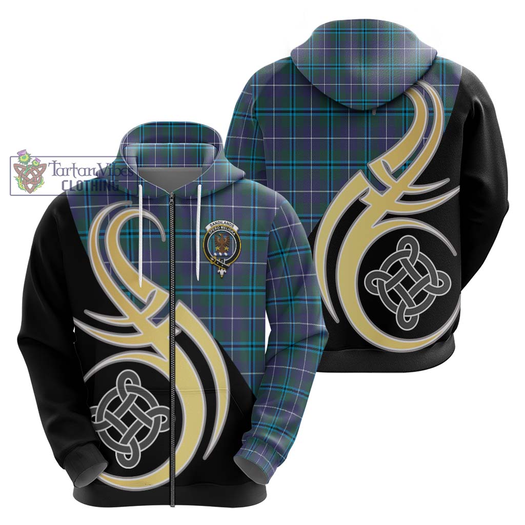Sandilands Tartan Hoodie with Family Crest and Celtic Symbol Style - Tartan Vibes Clothing