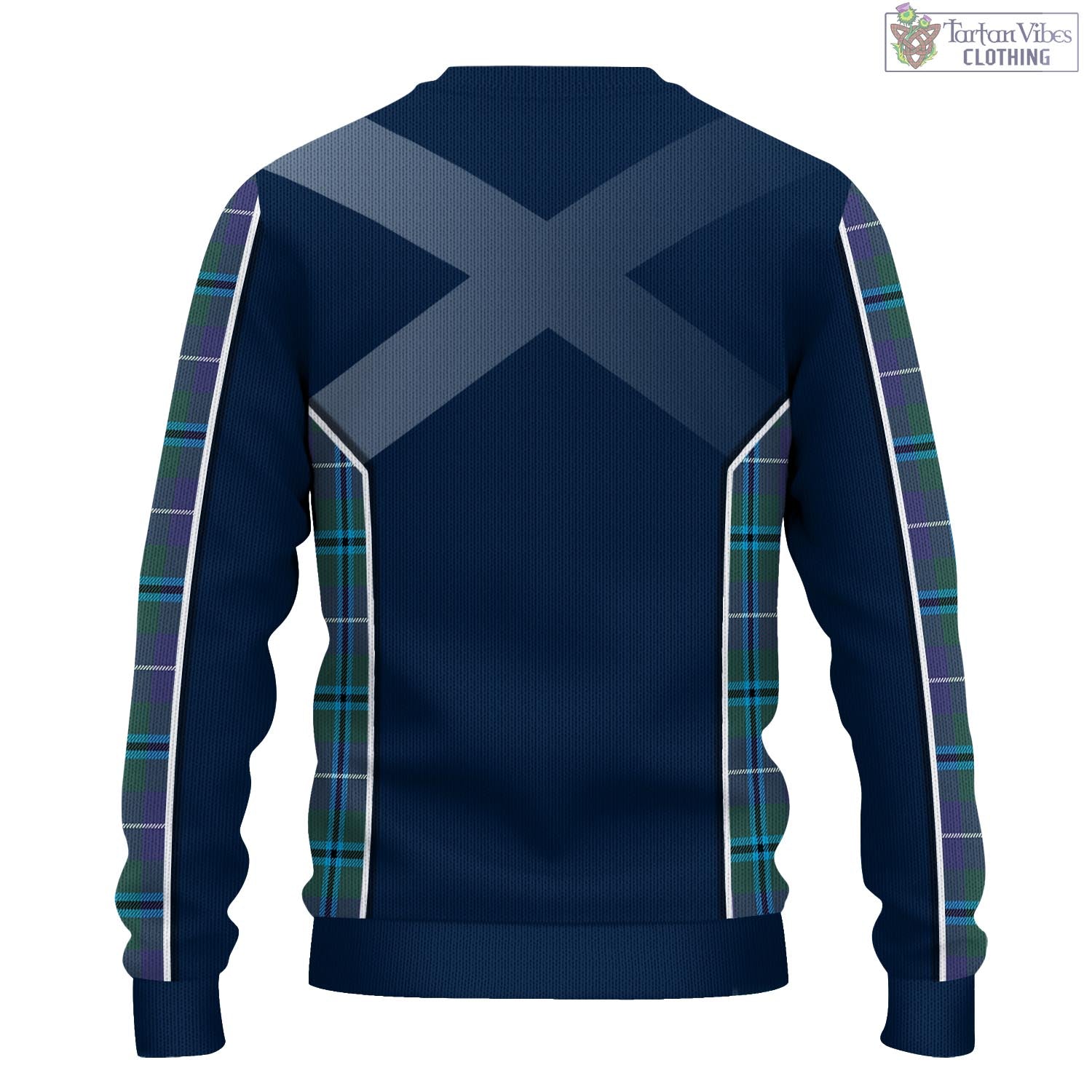 Tartan Vibes Clothing Sandilands Tartan Knitted Sweatshirt with Family Crest and Scottish Thistle Vibes Sport Style